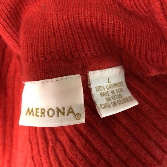 Merona 100% Cashmere Turtleneck Ribbed Knit Orange Large - Picture 9 of 9